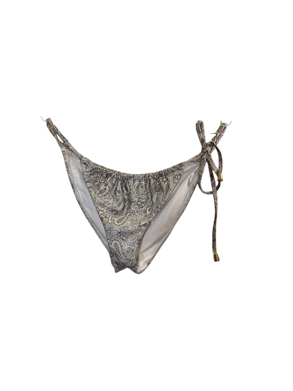Luna Cara Women’s Side Tie Neutral Paisley Bikini Bottom Sz M